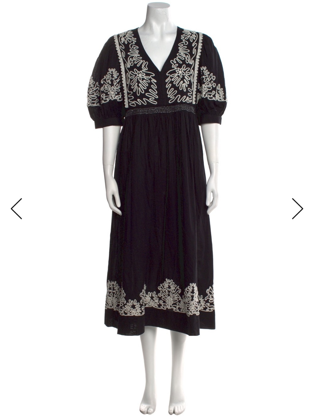 Sea New York Cordera Embroidery Puff Sleeve Dress NWT Medium Black RS24-099